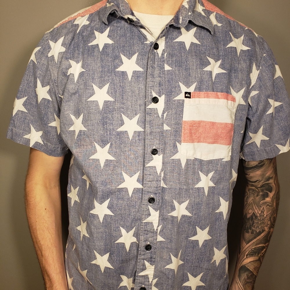 Men's USA flag button up